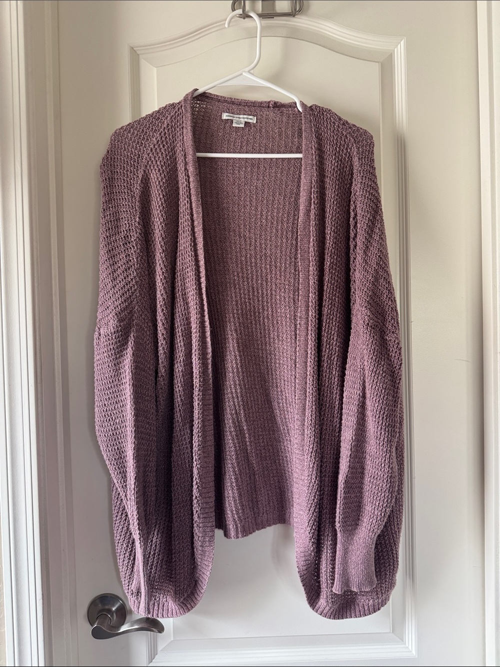 American Eagle Outfitters Dusty Mauve Open-Front Knit Cardigan / C74